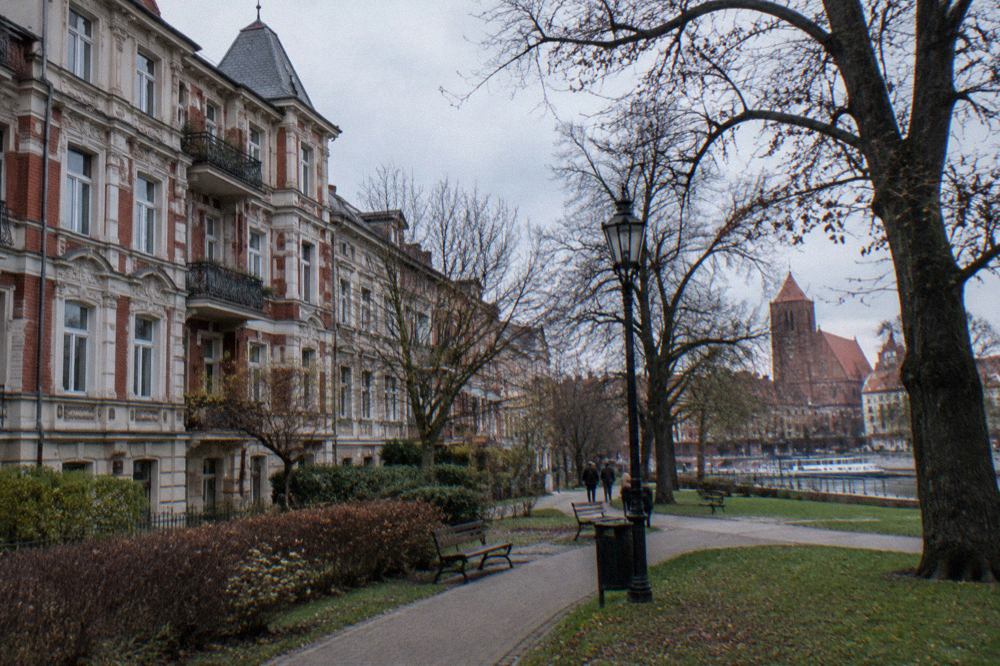 Ornate late nineteenth century tenement houses lining a street in Bydgoskie Przedmieście, Toruń