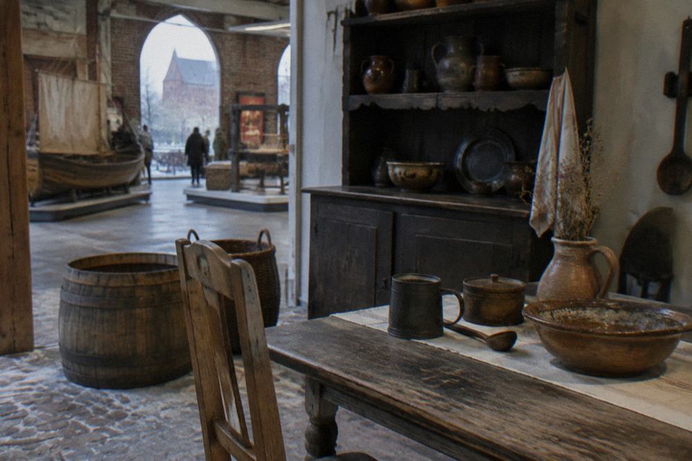 Indoor display of household objects in the permanent exhibition Tajemnice codziennosci