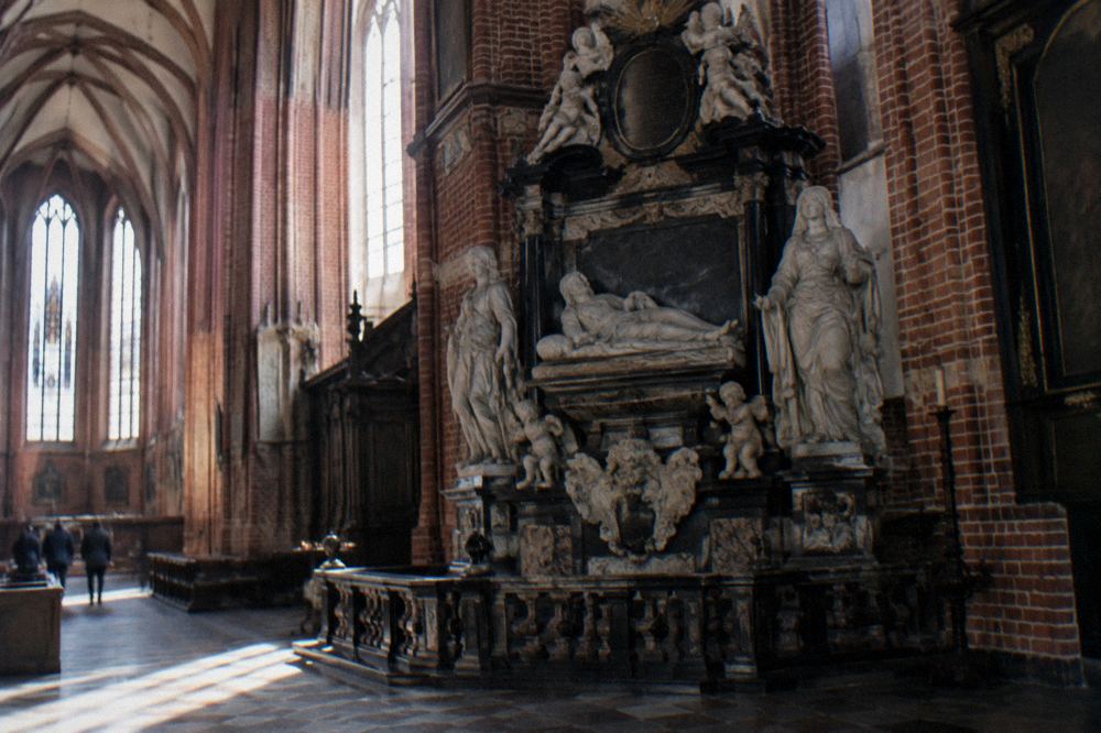 Baroque mausoleum monument standing in a church chancel