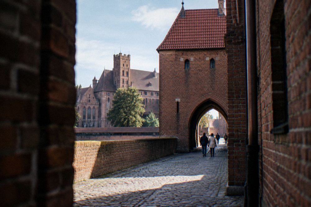Brick gateway and passageway inside Malbork Castle grounds