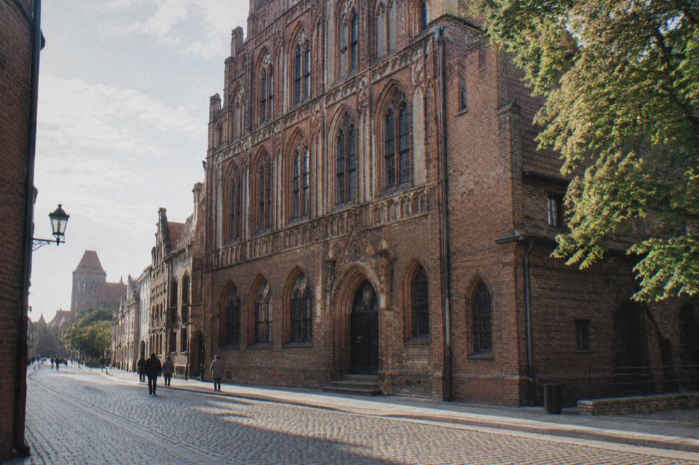 The Gothic facade of the Copernicus House museum on ulica Kopernika in Torun